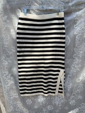 Sanctuary Black and White Striped Pencil Skirt